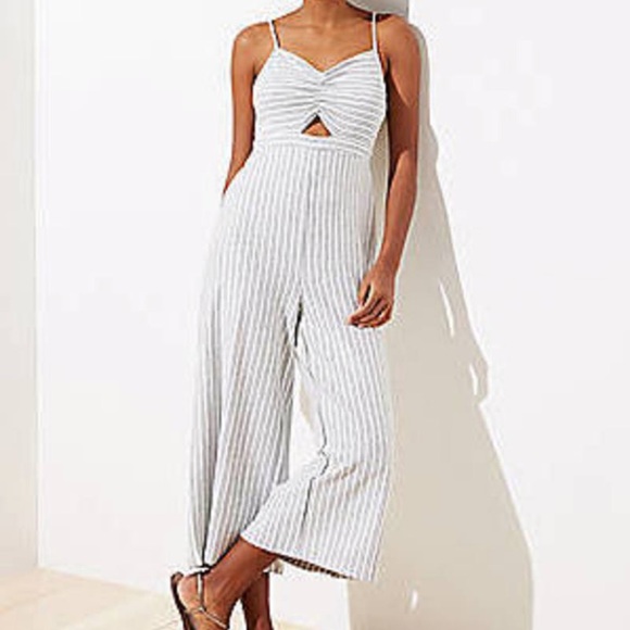 Loft beach striped terry cut out jumpsuit - Picture 1 of 4